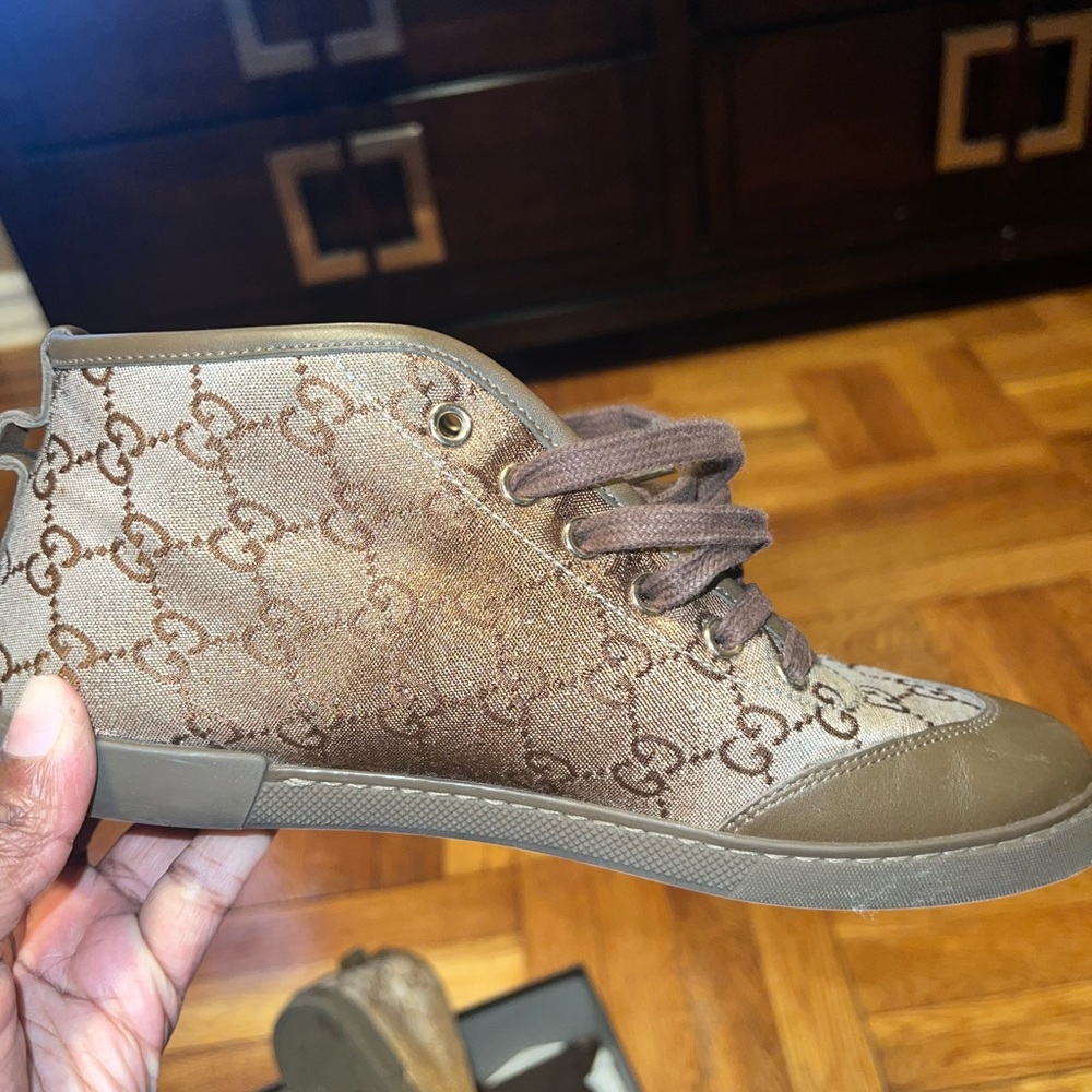 Gucci sneakers olive green with gold - Picture 6 of 10